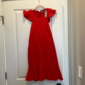 Red above the knee length cocktail dress with tag